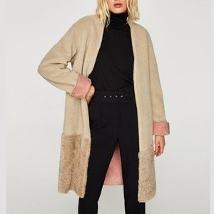 NWOT Zara Faux Suede and Fur Jacket